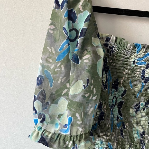 Aritzia Wilfred Tempest Green Floral Smocked Dress - Medium - Picture 2 of 11